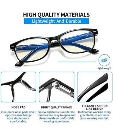 Suertree Anti-Blue Reading Glasses (3 Pack) - 2.0x Diopter Optics with Spring Hinges for Men & Women - Stylish Black Reading Aid - Buy Online on GoSupps.com
