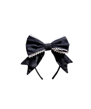 Suxgumoe Bow Headbands  Lolita Hair Band Bow Tie Head Wrap Headdress Hair Accessories for Women Girls Party and Cosplay (BLACK)