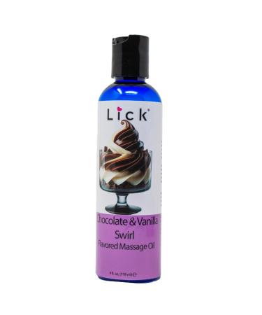 Lick Chocolate Vanilla Swirl Flavored Massage Oil - Premium Body Oil with Vitamin E Perfect for Date Night - Edible Warming Coconut Infused Massage Oils for Couples 4 oz