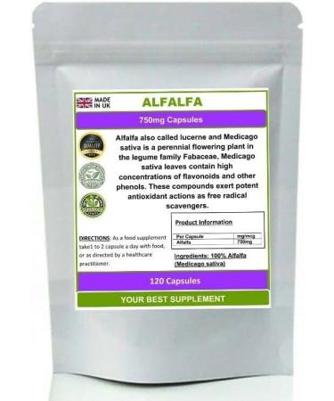 Alfalfa Capsules 750mg Organic Super FoodDetox and Cleanse Antioxidant 30 - Buy Online on GoSupps.com