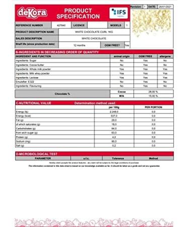 Edible White Chocolate Curls 50g - Buy Online on GoSupps.com