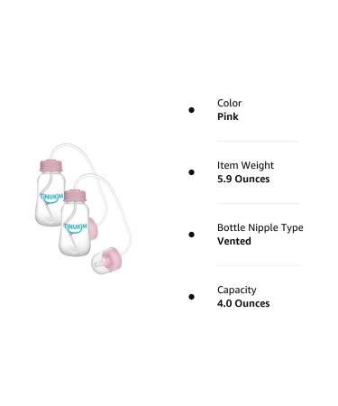 Tinukim iFeed 4oz Self Feeding Baby Bottle with Tube - Anti-Colic Nursing System Pink (2-Pack) - Buy Online on GoSupps.com