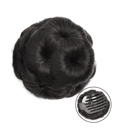 Hair Chignon Synthetic Bun Floral Style Ponytail Extension Hair Clips Braided Bun Claw Clip Donut Bun Wig Women Hair Accessories Messy Bun Hair Piece (Color : B)