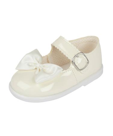 Early Days Baypods Toddler Shoes with Hard Sole Baby Girls First Walking Shoes with Anti-Slip Sole First Walkers Made in England 4 UK Child Ivory Patent