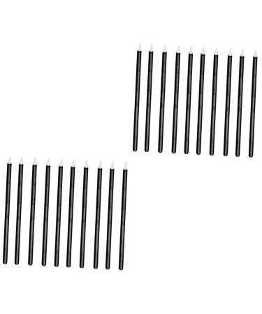 DOITOOL 200 pcs Brush Sticks Stickblack Head Makeup Fiber Practical Eye Black Disposable Applicator 9x0.7cmx2pcs Blackx2pcs