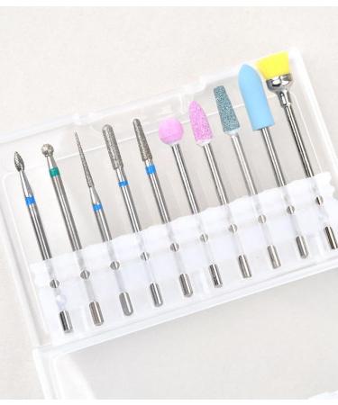 10 Piece Nail Drill Set Nail Cutter Bits for Electric Nail File Removing Gel Acrylic Cuticle Manicure Pedicure Home DIY Tool - Buy Online on GoSupps.com