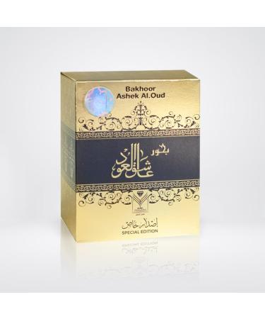 Almas Perfumes Incense Bakhoor Ashek Al Oud Special Edition - 30G of Authentic Arabic Wood Chip Bakhoor Incense - Aroma Lasts All Day Long - Perfect for Prayer Namaaz Ceremony Meditation Oudh lover Gold - Buy Online on GoSupps.com