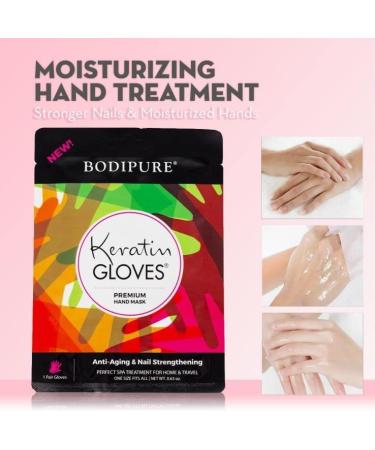 BODIPURE Premium Keratin Gloves - Hydrating & Cuticle Softening Hand Masks for Dry Hands - Anti-Aging Moisturizing Treatment with Natural Ingredients - 4 Pack - Buy Online on GoSupps.com