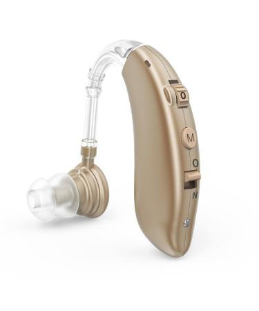 Hearing Aids for Seniors Rechargeable Hearing Amplifier with Noise Cancelling for Adults Hearing Loss, Digital Ear Hearing Assist Devices with Volume Control (Brown)