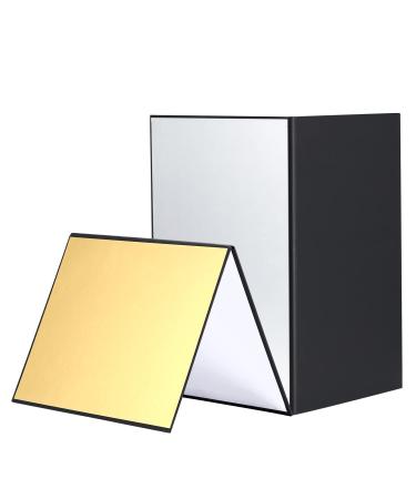 Soonpho 2 pcs Light Reflector Photography Cardboard, 17x12 inch Studio Folding Light Diffuser Board for Still Life, Product and Food Photo Shooting -Silver/Gold/White/Black 17 x 12 inch