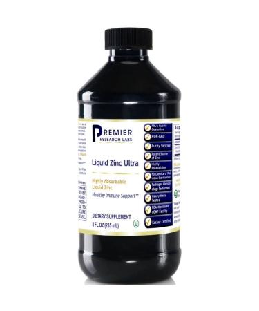 Premier Research Premier Liquid Zinc, 8 Fl Oz, Highly Absorbable Liquid Zinc, Supports Overall Well-Being, Non-GMO, and Pure Vegan