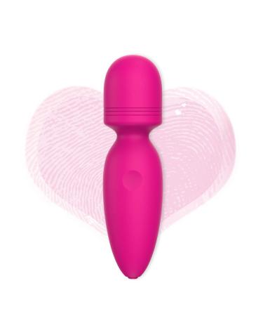Mini Wand Massager,Small Cordless Handheld Massager with 10 Quiet Vibration Modes, Personal Handheld Rechargeable Massager for Neck Shoulder Back Body [4.35 * 1.18 inches] Rose Red