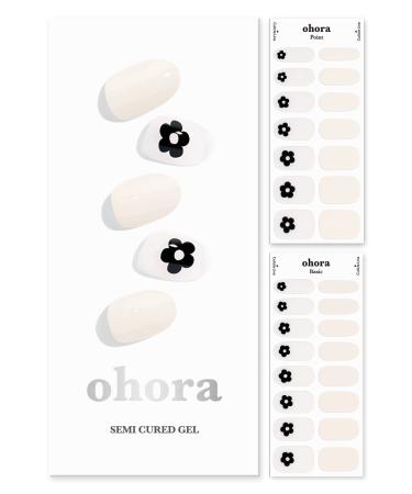 ohora Semi Cured Gel Nail Strips (N Buddy) - Works with Any Nail Lamps  Salon-Quality  Long Lasting  Easy to Apply & Remove - Includes 2 Prep Pads  Nail File & Wooden Stick - White