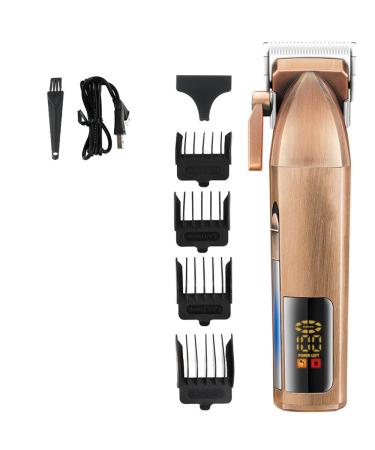 Pro Hair Clipper Rechargeable LCD Digital Display Oil Head Clipper Hair Salon Trimmer(Copper)