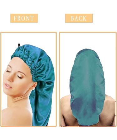 Ladaypoa Long Satin Hair Hood | 2-Piece Silky Sleeping Cap for Women | Extra Large Black & Green Satin Sleeping Hat - Buy Online on GoSupps.com