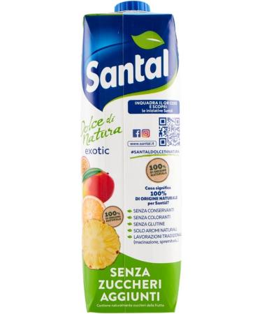 Parmalat Santal Exotic Fruit Juice Dolce di Natura Zero Added Sugars Exotic fruit juice No added sugar Refreshing drink Tetrapack 1000 ml - Buy Online on GoSupps.com