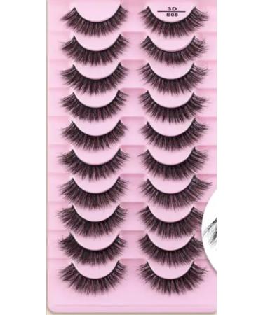 10 Pairs False Eyelshes Fluffy Faux Mink Natural Looking Long Lash Handmade