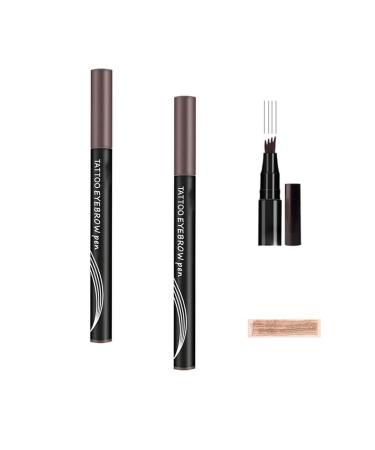4 Tipped Waterproof Brow Pen Eyebrow Pencil with 4 Micro-Fork Tip Long-Lasting Smudgeproof Natural Eye Brow Pencils for Women Liquid Eyebrow Pencil Gray Brown