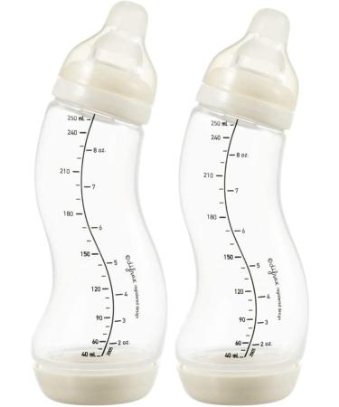Difrax S Large Shape Advantage Baby Bottle Set - 250 ml - Anti Colic 0-6 Months Baby Bottles Birth and Up - Cream and Beige