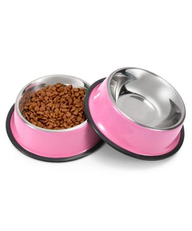 WERFORU 2 Pieces Dog Bowls Stainless Steel Dog Cat Bowls Pet Bowls For Feeding Water and Food Pink Medium Size M (2 Count) A-pink - Buy Online on GoSupps.com