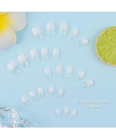 Buy Justotry 24-Piece Gradient Angular Press-On Nails | Milky Fake Nails for Unique Nail Art | Square French Fingernails for Women - International Shipping - Buy Online on GoSupps.com