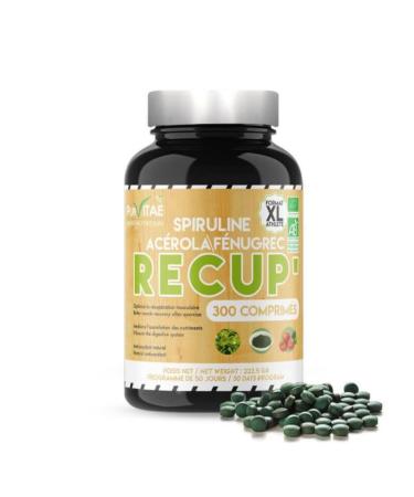 Muscle Recovery | RECUP Spirulina Acerola Fenugreek Organic | 70% Plant Protein | Reduces Sore Tones | Natural Antioxidant XL Size (Recup XL)