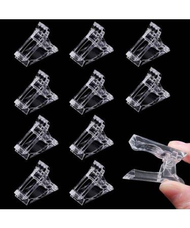 ZBX 10Pcs Nail Tips Clip Clear Transparent Nail Clips for Quick Building Polygel nail forms Nail clips for polygel Finger Nail Extension UV LED Builder Clamps Manicure Nail Art Tool A-10Pcs Transparent