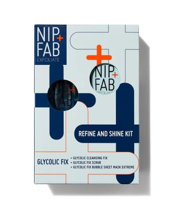 Nip+Fab Glycolic Fix 3 Piece Starter Kit | Contains Cleansing Fix Scrub Extreme Bubble Mask | Exfoliating | Skin Soothing and Refreshing | Peeling | Glow Boost | Vegan & Cruelty Free