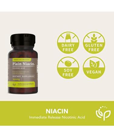 Niacin 250mg Immediate Release with Flush - Nicotinic Acid 100 Tablets | Non-GMO Vegan Gluten Free - Endurance Products Company - Buy Online on GoSupps.com