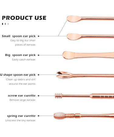 Stainless Steel Ear Wax Removal Kit | 6-in-1 Ear Cleaner Set with Keychain Storage Box - Rose Gold - Buy Online on GoSupps.com