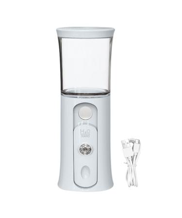Huayeex Portable Face Steamer - Cordless Portable Facial Mister - 30ml Visual Water Tank Cordless Mist Sprayer Handy Nano Mist Sprayer with Colorful Light for Face Hydrating White