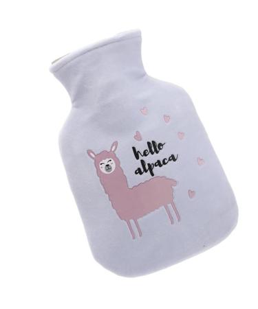 Generic hot water bottle with fleece alpaca cover heat bottle for pain relief neck back headache cozy nights 500 ml