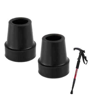 Walking Stick Rubber Ends 19mm 2Pcs Rubber Ferrules Walking Stick Rubber Tips Heavy Duty Rubber Replacement Cane Tip Black Walking Sticks Ferrule for Walking Cane Crutch Folding Cane