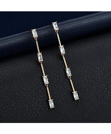 Ear Stud Earrings for Women Fashion Zircon Long Tassel Ear Clips Inlaid Crystal Charm Pendant Ear Pin Party Gift e Ear Studs - Buy Online on GoSupps.com