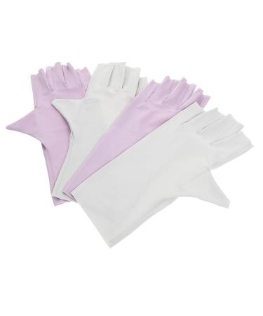 Amosfun 2 Pairs Pink Gloves Fingerless Gloves Nail Uv Gloves Gel Nail Lamp Uv Gloves Uv Gloves for Gel Nail Lamp Uv Protection Gloves for Nail Uv Nail Gloves Thin Section Accessories Nylon
