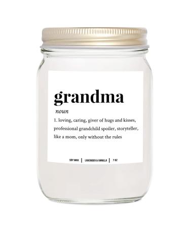 YouNique Designs Grandma Candle 7 Ounces Grandma Gifts from Grandchildren Gift for Grandma Who Has Everything White All Natural Soy Vegan Aromatherapy Candles Scented (Lavender & Vanilla)