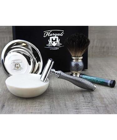 Buy Haryali London Antique Silver 5-in-1 Shaving Set | Luxury Shaving Brush Razor Soap & Bowl - International Shipping - Buy Online on GoSupps.com