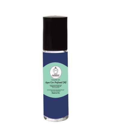 Aqua Geo Profound (M) Fresh Aquatic Aromatic & Woody Fragrance Body Oil for Men Alcohol-Free Perfume Oil Roll-On Long Lasting Made in USA 1/3 fl oz (9.86 ml) Free Economy Shipping