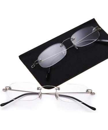 Viseng 2 Pairs Unisex Rimless Reading Glasses - Ultra Thin Clear Lenses +1.5 Diopters - Lightweight Frameless Readers (Black - Buy Online on GoSupps.com