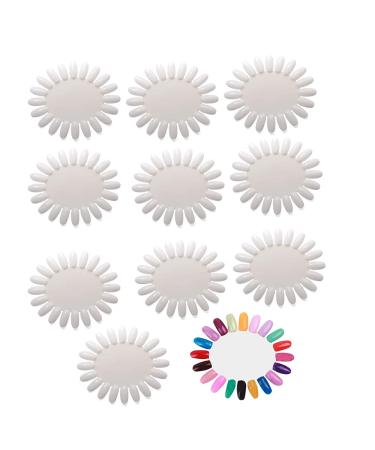 Natural False Nail Flower Wheel for 10Pcs 200 Color Plastic Card Display Board Template Sunflower Shaped Display Wheel for Manicure Nails Art Tools Pack