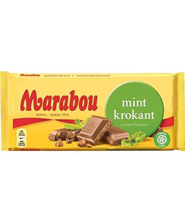 Marabou Mint Krokant Milk Chocolate Bar 200g (Sweden)