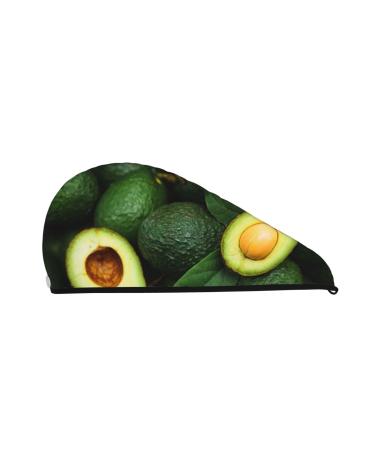 Fresh Avocados Microfiber Hair Towel Soft Super Absorbent Hair Towel Wrap for Women Coral Velvet Quick Dry Hair Cap for Long Curly and Thick Hair