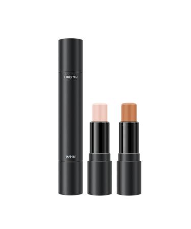 2 in1 Contouring Stick Double Headed Facial Highlighter and Contouring Stick 3D Face Brightens & Shades Makeup Stick Long-Lasting Highlighting Contouring Foundation Makeup Stick/l