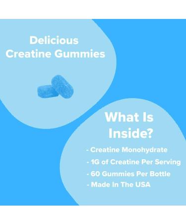 Bizi CREATINE Gummies 1000mg - Blue Raspberry Flavor - Pre-Workout Supplement for Men & Women - Vegan & Gluten Free - 60 ct - Buy Online on GoSupps.com