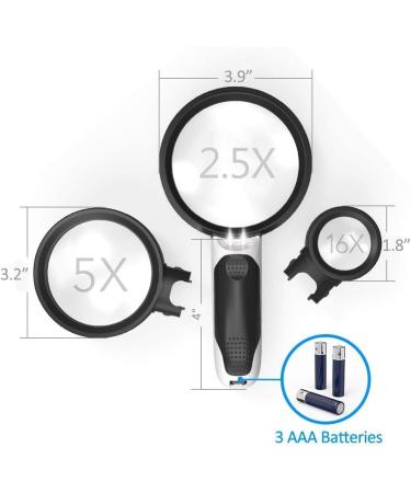 Glass with Light LED Hand-held Magnifier Portable 5.5-inch Super Lens - Easy for Mother and Father to Read Small Fonts 2X 4X 25x Lightweight Handheld Glass Made in China - Buy Online on GoSupps.com