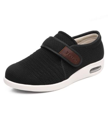 Outdoor Lightweight Anti Slip Arch Support Diabetic Slippers for Men Indoor Casual Breathable Non-Slip Therapeutic Diabetic Shoes Breathable Mesh Easy On/Off Mens Diabetic Shoes Plantar Fasciitis Buni 10 Black