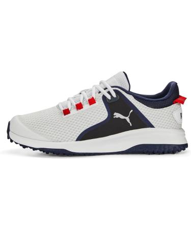 PUMA Men's Fusion Grip Golf Shoe - Size 42 EU | White Silver & Navy - International Shipping Available - Buy Online on GoSupps.com