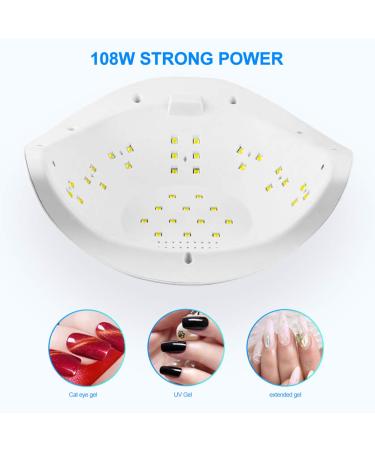 Professional 108W Gel UV LED Nail Lamp - Fast Nail Dryer with 4 Timer Settings & Intelligent Sensor for Nail Studios (EU) - Buy Online on GoSupps.com