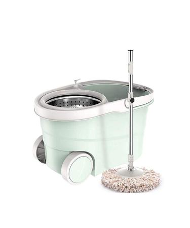 Spin Mop Stainless Steel Space Saving Rotating Bucket Set with Drain Hole for Home Kitchen Floor Cleaning to pursue happiness