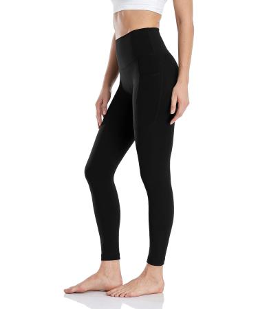 HeyNuts Essential High Waisted 7/8 Leggings with Side Pockets - 25 Compression Workout Yoga Pants for Women, Size Large, Black - Buy Online on GoSupps.com